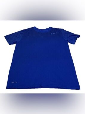 Nike Dri-Fit Mens Blue/Black Print Short Sleeve Activewear T-Shirt Sz L